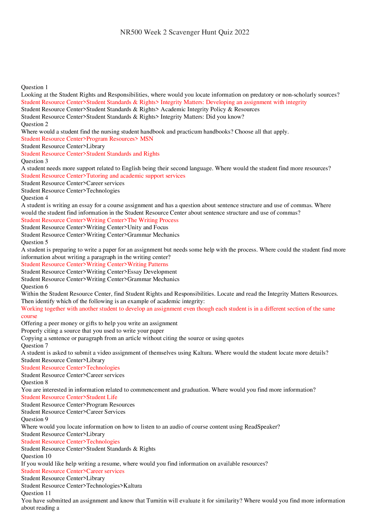 Preview of NR500 Week 2 Scavenger Hunt Quiz